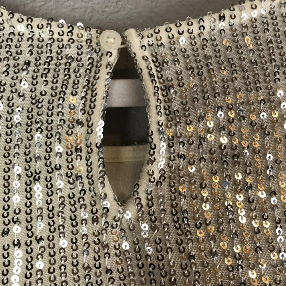 Justice Girls Top Size‎ 16/18 Sequin Ruffle Sleeve Cream Lined Short Sleeve Top